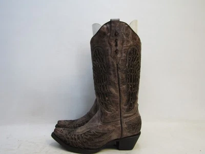 Botas vaqueras occidentales Corral para mujer talla 7 M de cuero marrón con incrustaciones de lentejuelas Foto 1 de 4