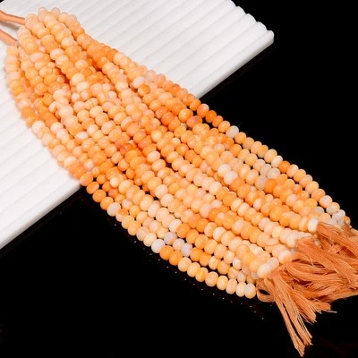 Orange Opal Gemstone Rondelle Shape Smooth Beads 6X6 8X8 mm Strand 8" GB-993 - Image 1 of 4