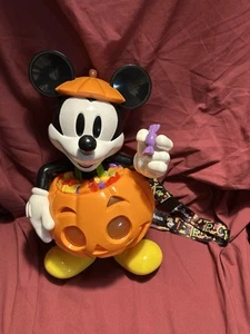 Disney Parks Mickey Mouse Halloween Pumpkin Jack O Lantern Popcorn Bucket Works! - Picture 1 of 7