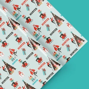Name Personalized Gift Wrapping Paper Roll Christmas Holiday Spirit Gift Wrap - Picture 1 of 10
