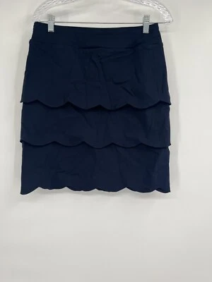 Gonna donna J McLaughlin Providence a strati orlo smerlato 6 blu navy a matita nuova con etichette - Immagine 1 di 4