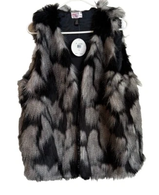 Colete Feminino de Pele Sintética Preto Cinza Sem Mangas Frente Aberta Inverno Camadas Casual - Imagem 1 de 4