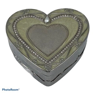 Joyero Corazón Con Tapa Acolchado Fieltro Metal Imitación Gemas Moderno Elegante 4.5 x 2  - Imagen 1 de 10