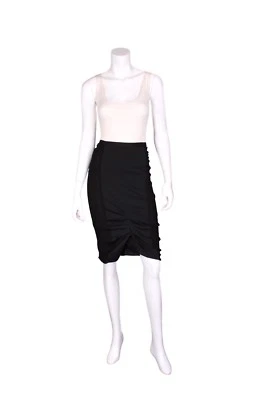NINA RICCI Black Polyester Ruched Pencil Skirt - US 10 - Image 1 of 4