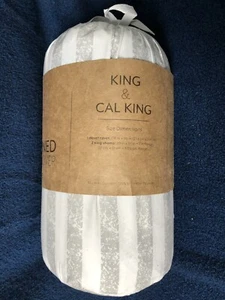 Kaycie Gray Rugged Stripes 3 PC Duvet Cover Set - King- Gray- Brand New! - Picture 1 of 5