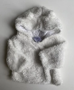 Target baby size newborn white fluffy hooded wrap jumper cardigan, VGUC - Picture 1 of 3