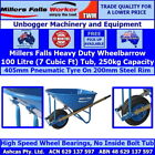 Builders Wheelbarrow Millers Falls 100L (7 Cub Ft) 250Kg Heavy Duty Steel
