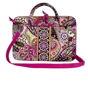 Vera Bradley Very Berry Pink Paisley Quilted Messenger Laptop Briefcase Bag - Picture 1 of 6
