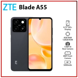 (New) ZTE Blade A55 BLACK 4GB+128GB Dual SIM Unlocked Android Cell Phone - Picture 1 of 3