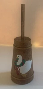 Miniature Doll House Wooden Butter Churn, Painted with Christmas Goose, 3” Tall - Picture 1 of 6
