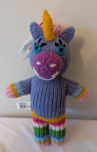 Fair Trade lila gestricktes Einhorn 10 Zoll Plüschtier Stofftier Spielzeug Regenbogen Garn - Bild 1 von 8