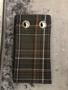 NEXT Green Cedar Woven Check Eyelet  SINGLE  /  DOOR CURTAIN  117X229CM  LONG - Picture 1 of 5