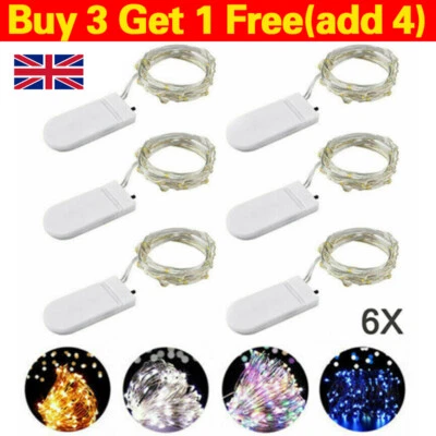 6 Packs 20 LEDs Battery Operated Mini LED Copper Wire String Fairy Lights U