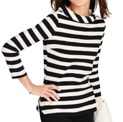 Talbots Полосатый Портретный Воротник Jackie O Кнопка На Спине Винтажный Вдохновленный Размер Mp - Изображение 1 из 4