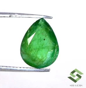 9x7 mm Certified Natural Emerald Pear Cut 1.53 CTS Faceted Loose Gemstone - Picture 1 of 6