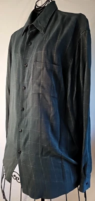 Alfani Men's Forest Green w/ Gold Long Sleeve Shirt Sz Lg Rayon/Polyester - Image 1 of 4