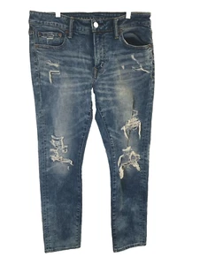 AE American Eagle Next Level Airflex Sz 35x29.5  Stretch Skinny Distressed Jeans - Picture 1 of 18