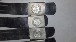 EAST GERMAN ARMY BLACK LEATHER BELT - NVA LEATHER ORIGINAL 1970s / 1980s USED - Picture 1 of 5