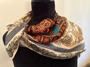 Vintage großer quadratischer griechisch-römischer Motiv Schal 27 cm, Ende der 1960er Jahre - Bild 1 von 5