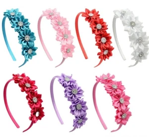 Flores Diademas Satén Niña Banda para el Cabello Accesorios para el Cabello Reino Unido - Imagen 1 de 11