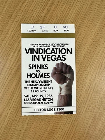 1986 SPINKS VS HOLMES FIGHT TICKET - MINT - HEAVYWEIGHT CHAMPIONSHIP Cover
