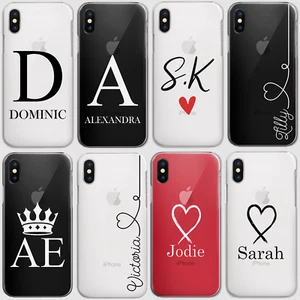 PERSONALISED INITIALS PHONE CASE CLEAR HARD COVER FOR HUAWEI P20 LITE Y6 Y7 Y9?. - Picture 1 of 18