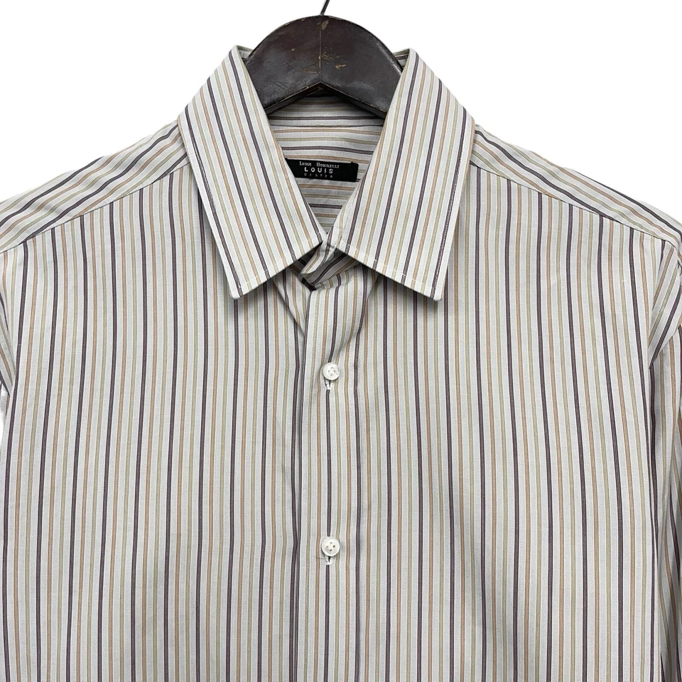 Luigi Borrelli Men's Size 16/41 French Cuff L/S Dress Shirt Beige Striped Italy - Image 1 of 4