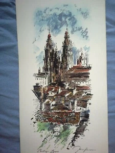Vintage Abstract Art Litho Santiogo ?? by John Hansen 26 x 12" - Picture 1 of 8