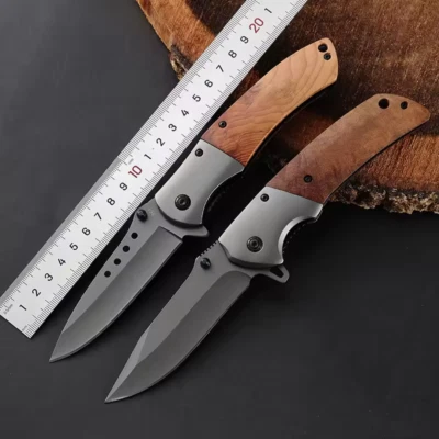 Faca de bolso dobrável KFURY 354, cabo de madeira, ideal para acampamento - Imagem 1 de 3