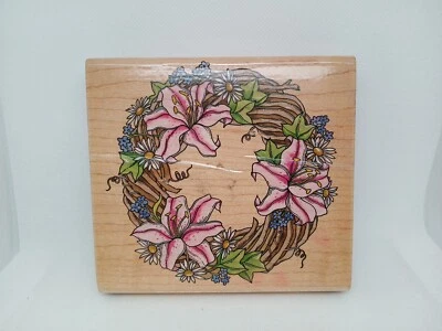 Пружинный венок резиновый штамп Stampede резиновый штамп A1597G деревянное крепление 4-5/8 «L x 4-1/4» W - Изображение 1 из 4