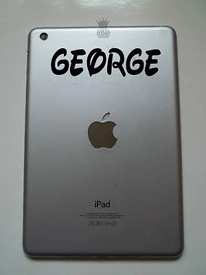 iPad Mini Personalised Custom Name Sticker Vinyl Decal Curly Waltz 2 Kids tablet - Image 1 of 4