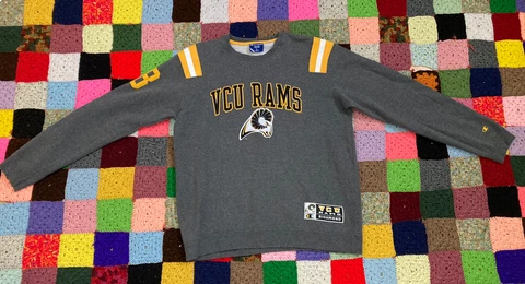 VCU Rams Sweatshirt Champion Virginia Commonwealth Large Gray Embroidered Elbows Cover
