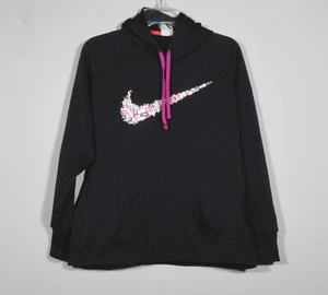Nike Therma Fit Black Pullover Hoodie w/Graphic Pink Swoop Size L - Picture 1 of 6