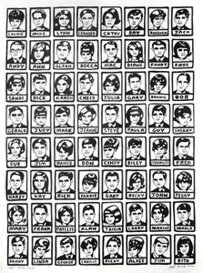 18 x 24 Pen Drawing 1967 TEXAS Yearbook FOLK portraits Outsider Art JEFF ZENICK - Picture 1 of 8