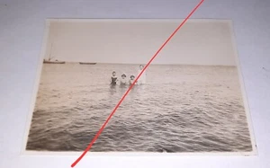 Urlaub 1925 Kinder Strand Bademode Junge Mädchen 11x8 Altes Foto Vintage (5285) - Bild 1 von 3