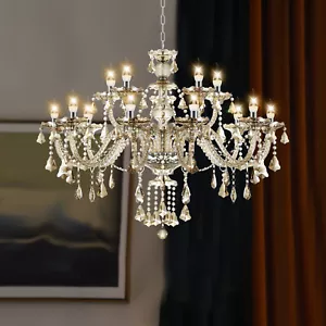 15-Lampe Luxuriös Kristall Kronleuchter Leuchte Lüster Klassisch Hängelampe - Bild 1 von 14