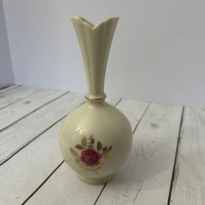 Jarrón alto vintage Rhodora Lenox EE. UU. Borde dorado GC - Imagen 1 de 4