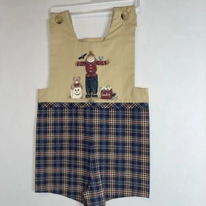 Vintage Boys Romper Scarecrow Shorts Overalls Halloween Goodies 2T-3T New - Picture 1 of 19