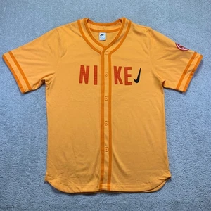Nike Mens Baseball Jersey Shirt XL Orange Skeleton Surf Skate Swoosh Spellout - Picture 1 of 13