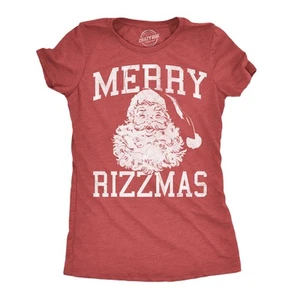 Womens Funny T Shirts Merry Rizzmas Sarcastic Christmas Santa Graphic Novelty - Picture 1 of 7