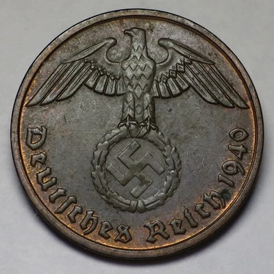 Alemania 1940 E 2 Reichspfennig, Tercer Reich KM#90, sin circular Foto 1 de 2
