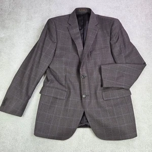 Peter Millar Men's 42R Wool Sport Coat Gray Blue Windowpane Houndstooth Blazer - Picture 1 of 13