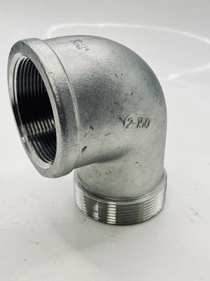 2" 150 Threaded NPT 90° Street Elbow 316 Stainless Steel - Image 1 of 2