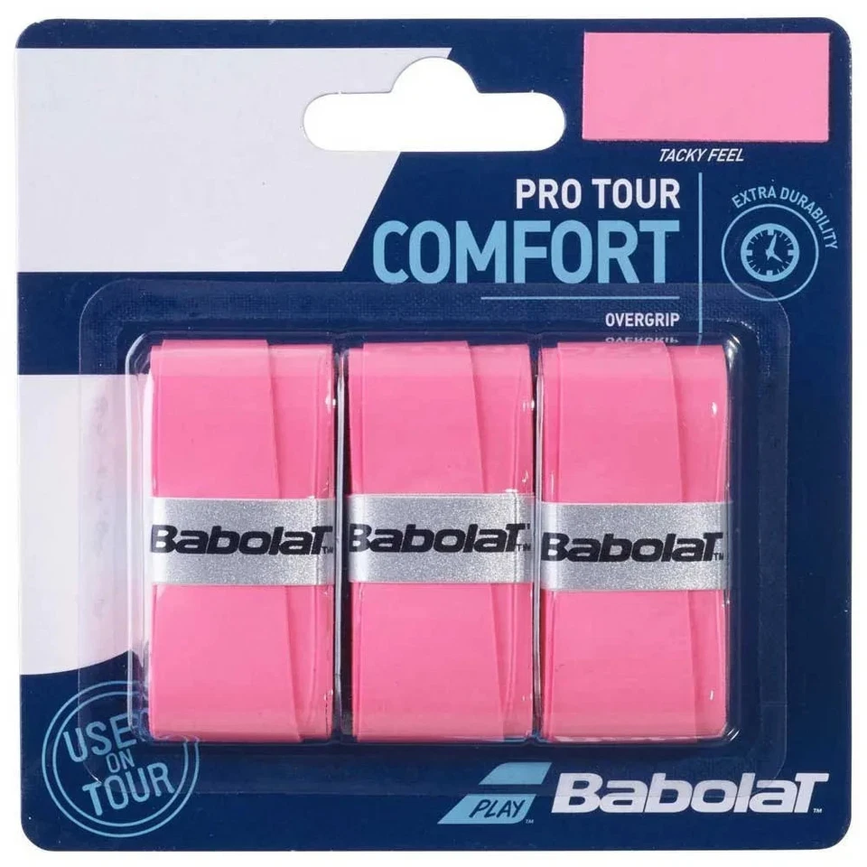 Babolat Pro Tour Paquete de 3 Rosa Tacky Overgrip Tenis Raquetball Pickleball Foto 1 de 1