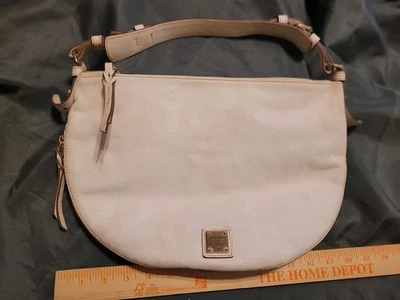 Dooney & Bourke Luna Half Moon Hobo Shoulder Bag Pebble Leather Off White GUC  - Image 1 of 4
