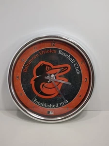 Baltimore Orioles 12 Inch WinCraft Chrome Plastic Wall Clock Pre-owned Works - Picture 1 of 20