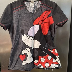 Blusa Médica Minnie Mouse Tooniforms Disney Cuello en V Talla Mediana Y2K Bolsillos con Cremallera - Imagen 1 de 7