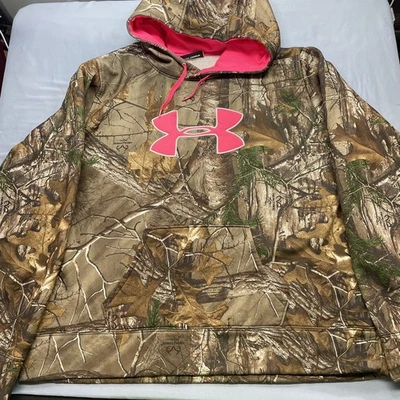 Sudadera con capucha Under Armour Realtree para mujer camuflada rosa intenso con logotipo-2XL Foto 1 de 4