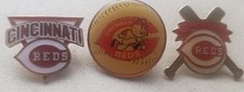 🔥3 Vintage 1980's 1990's Cincinnati Reds Enamel Pin Lot Baseball Pete Rose 