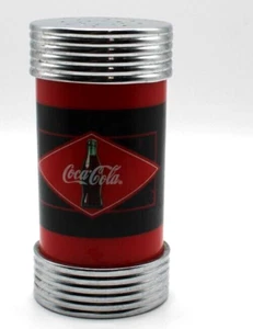 Vintage Coca Cola Salt Shaker 4" Retro Chrome Diamond Loga Red & Black - Picture 1 of 3